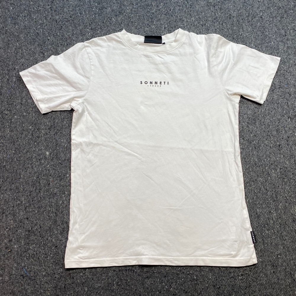 Sonneti London TShirt Sz XL Mens White Streetwear Minimalist Logo Short Sleeve